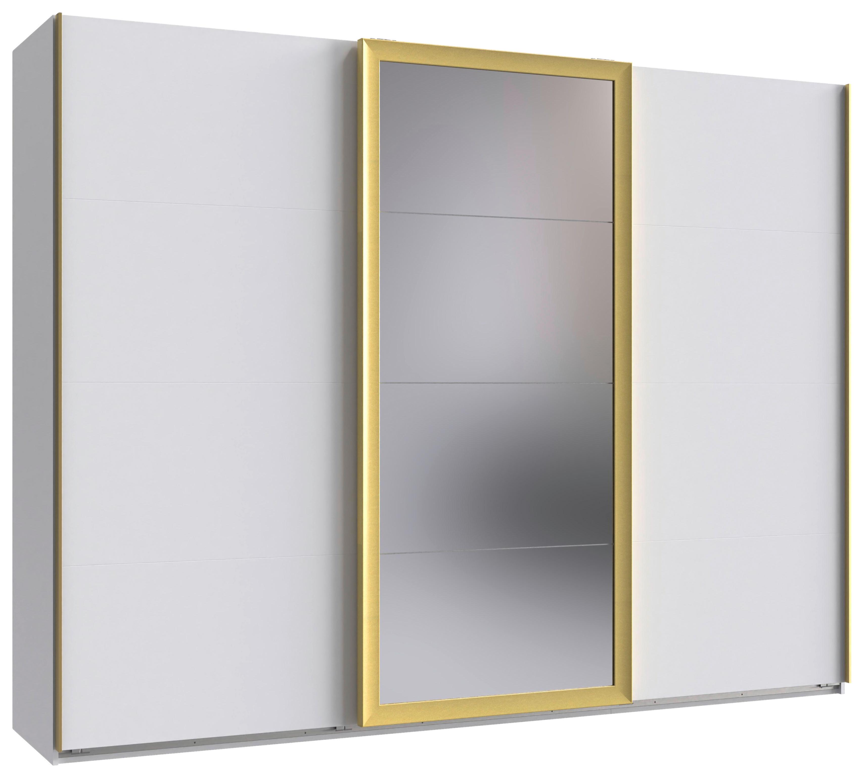 DULAP USI CULISANTE KATAR - alb/auriu, Modern, sticlă/material pe bază de lemn (270/208/64cm) - Modern Living