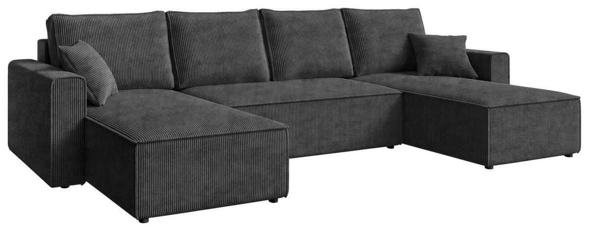 DUŻY NAROŻNIK AMBRO U - antracytowy/czarny, Konventionell, tworzywo sztuczne/tkanina (140/305/140cm) - Carryhome