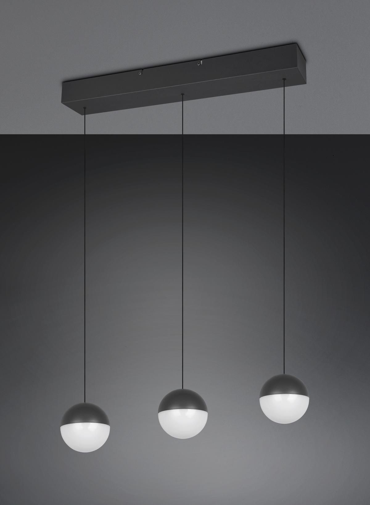 Led Függőlámpa Sestine 3 Égős - fekete, Modern, műanyag/fém (60/9/150cm) - Mömax