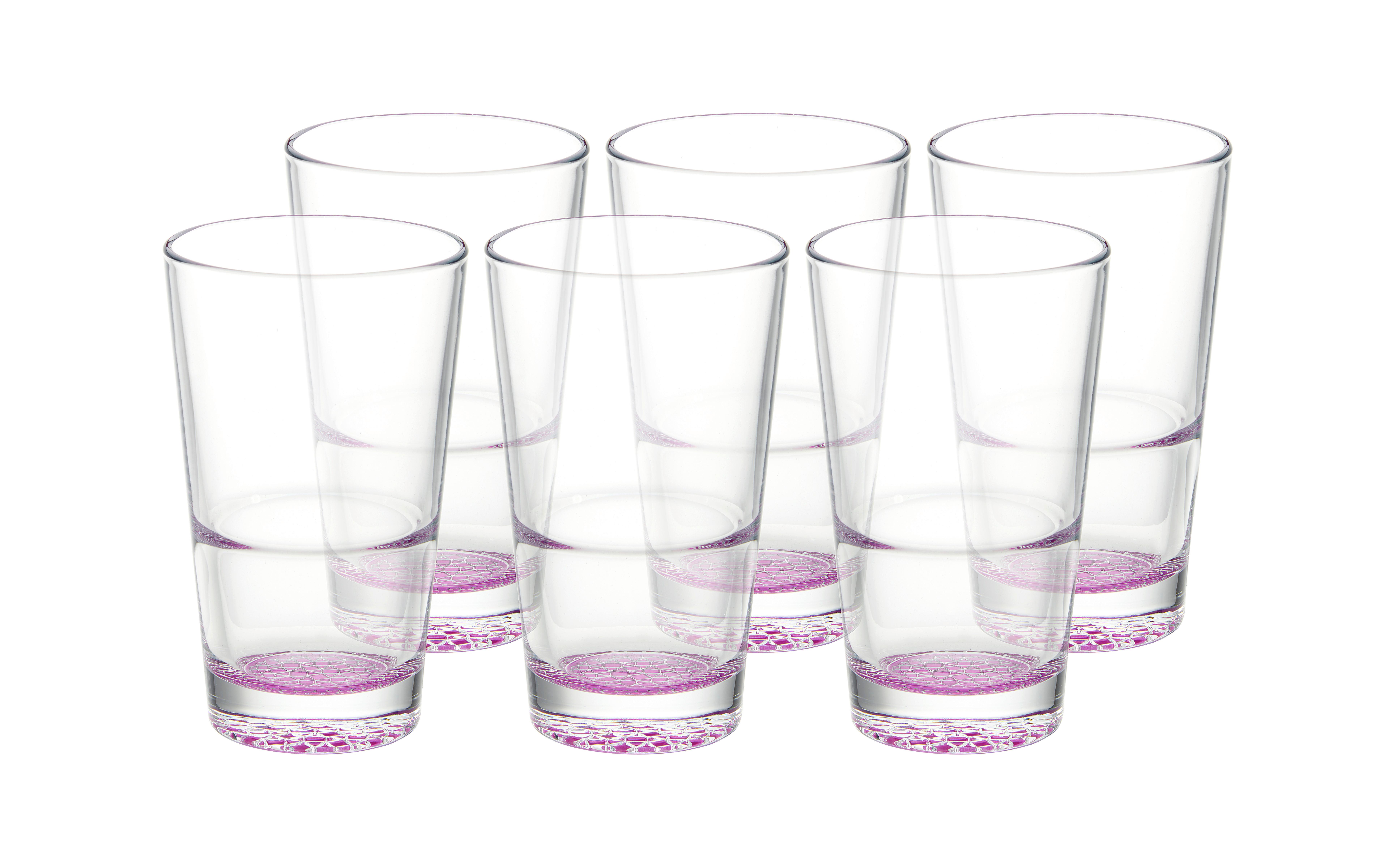 KOMPLET SZKŁA STOŁOWEGO AGNETO - jaskrawy róż, Modern, szkło (420ml) - Bessagi Home