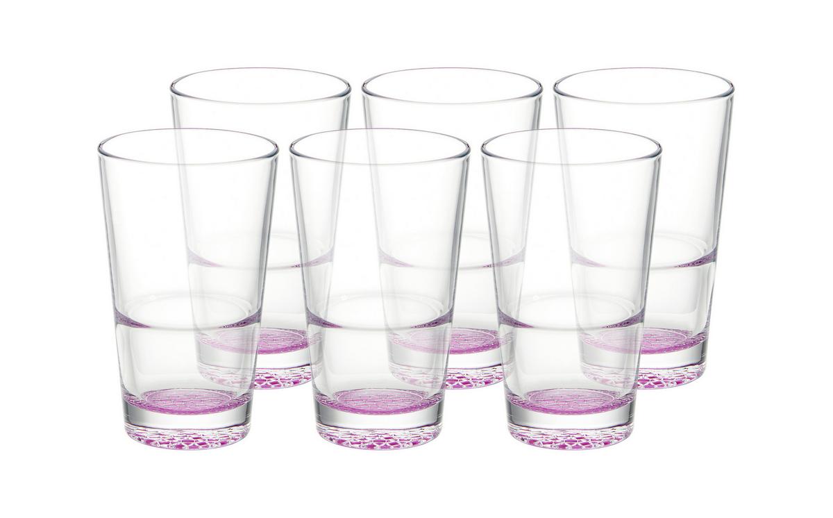 KOMPLET SZKŁA STOŁOWEGO AGNETO - jaskrawy róż, Modern, szkło (420ml) - Bessagi Home