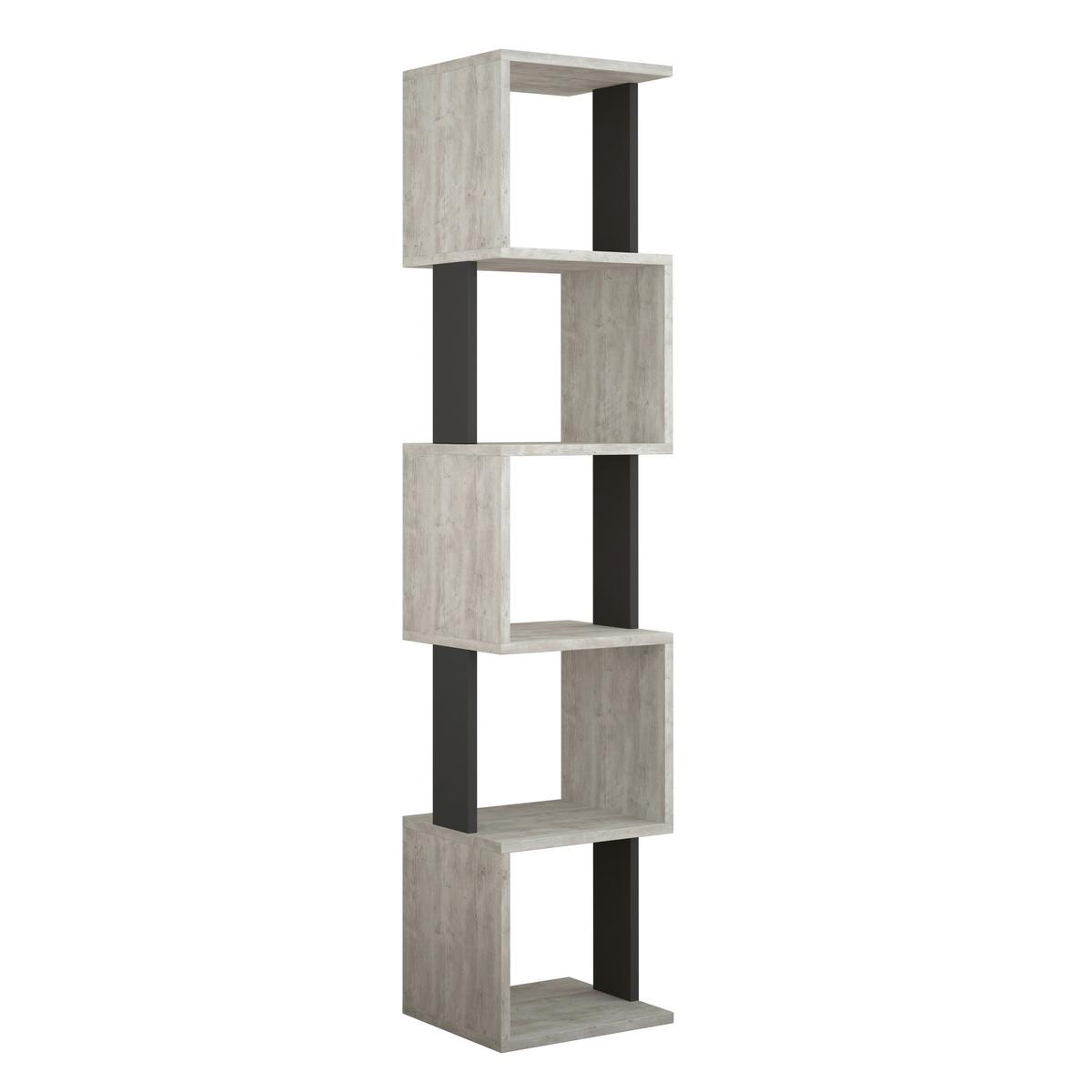 BÜCHERWAND PIRI BOOKCASE - Anthrazit/Grauweiss, Design, Holzwerkstoff (35/161/30cm) - Livetastic