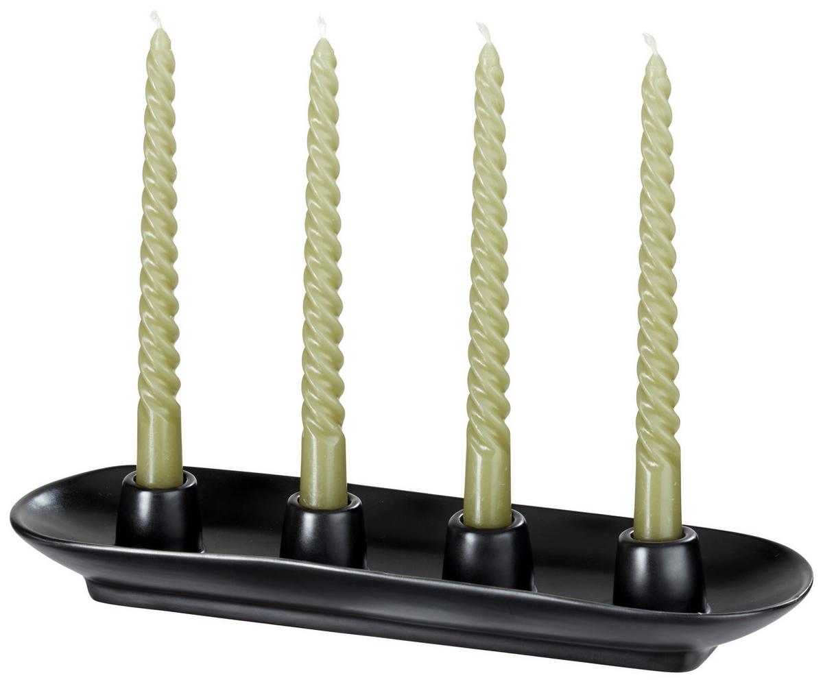 Kerzenhalter Noir in Schwarz - Schwarz, Keramik (34/11/4,5cm) - Modern Living