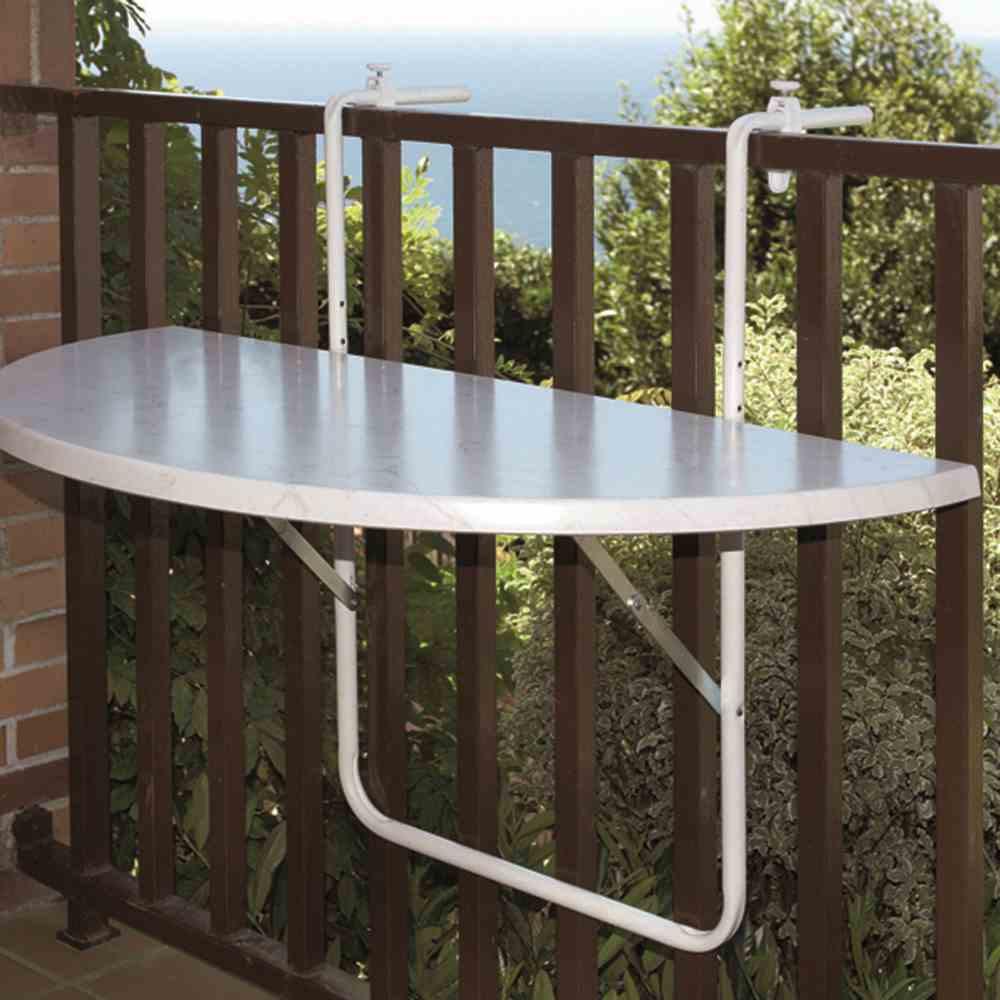 Balkonklapptisch ca. 50x100 cm Weiß - Weiß, Basics, Holz/Metall (50/100/20cm) - Gardenson
