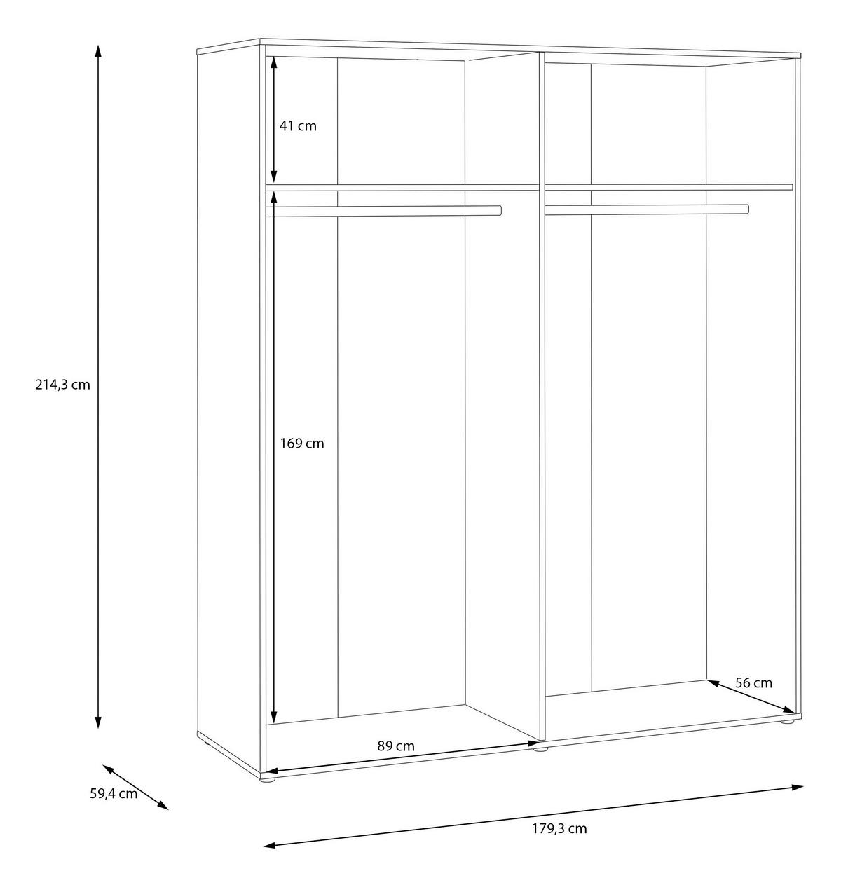 Ormar Seravel - boje hrasta/boje pijeska, Konvencionalno, drvni materijal/metal (179,3/214,3/59,4cm) - Modern Living
