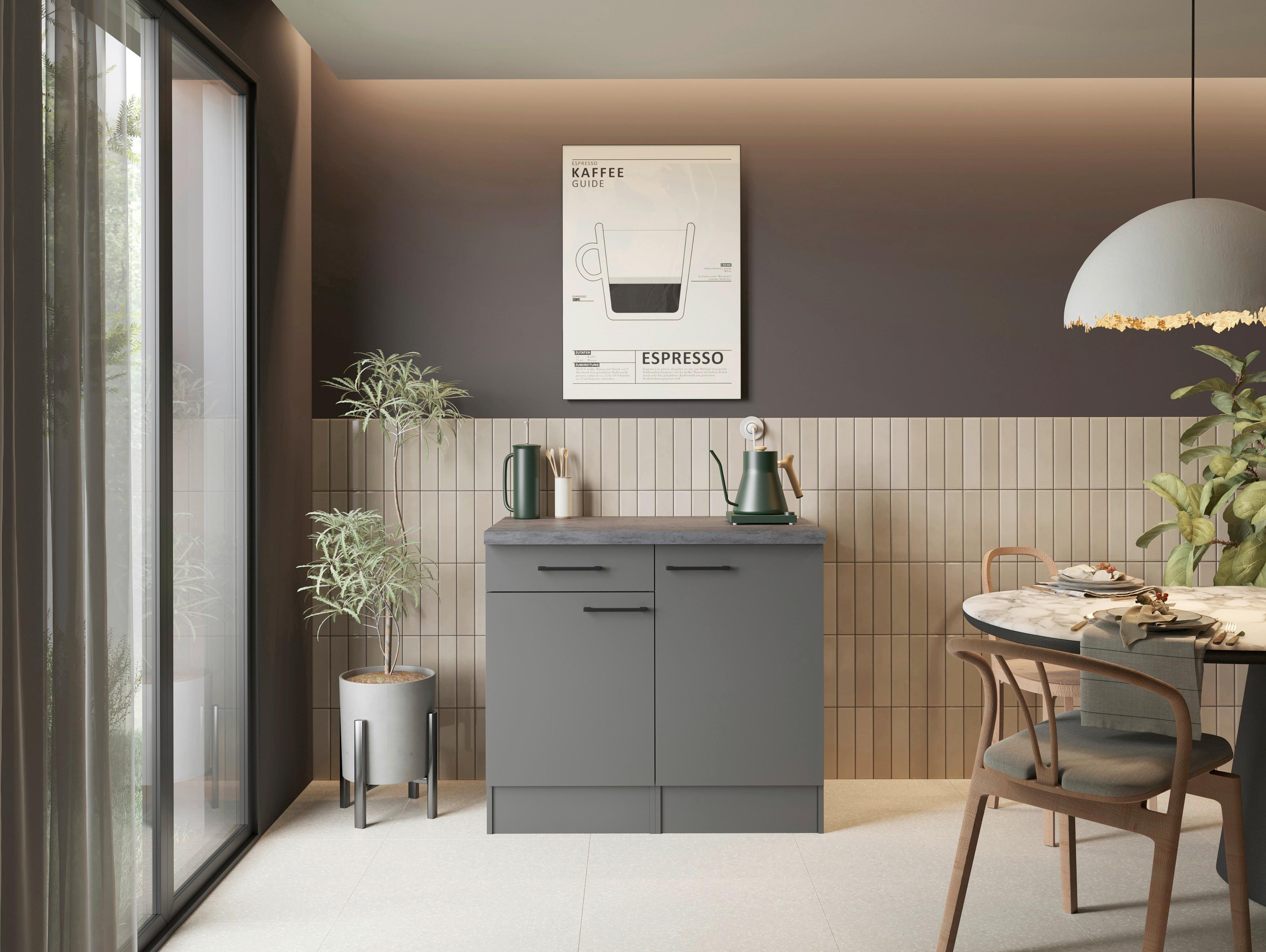 Buffet Oliver Grau - Schwarz/Grau, Trend, Holzwerkstoff/Metall (100/90/60cm) - Respekta