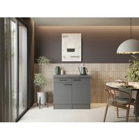 Buffet Oliver Grau - Schwarz/Grau, Trend, Holzwerkstoff/Metall (100/90/60cm) - Respekta