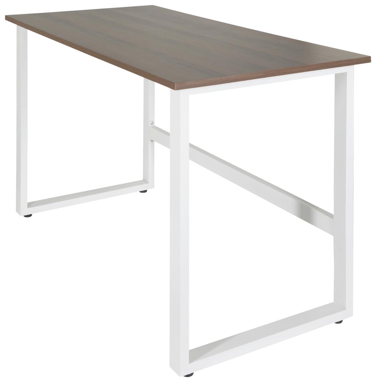 Pisalna Miza Workspace Light I, Bela, Oreh - barva oreha/bela, Basics, kovina/leseni material (120/60/76cm) - MID.YOU