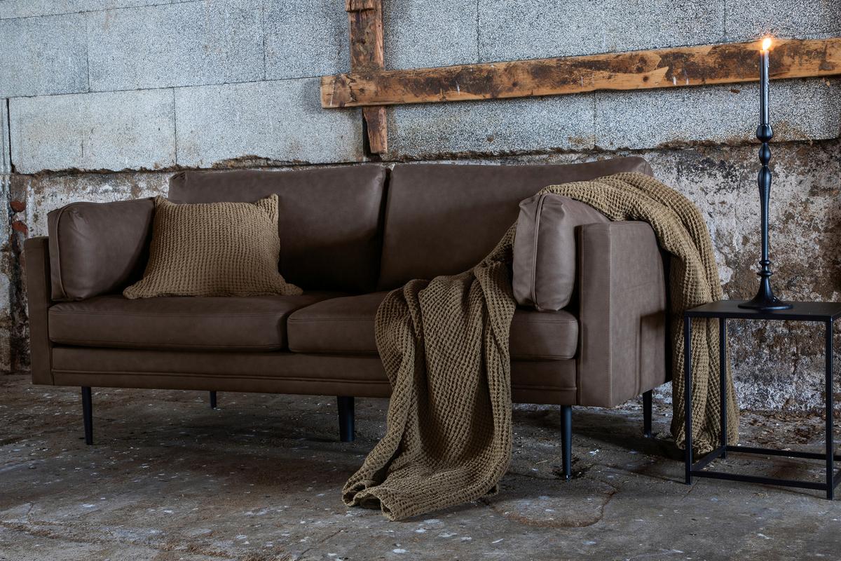 2-SITZER-SOFA BOOM - Schwarz/Braun, Design, Textil/Metall (203/84/90cm) - Livetastic