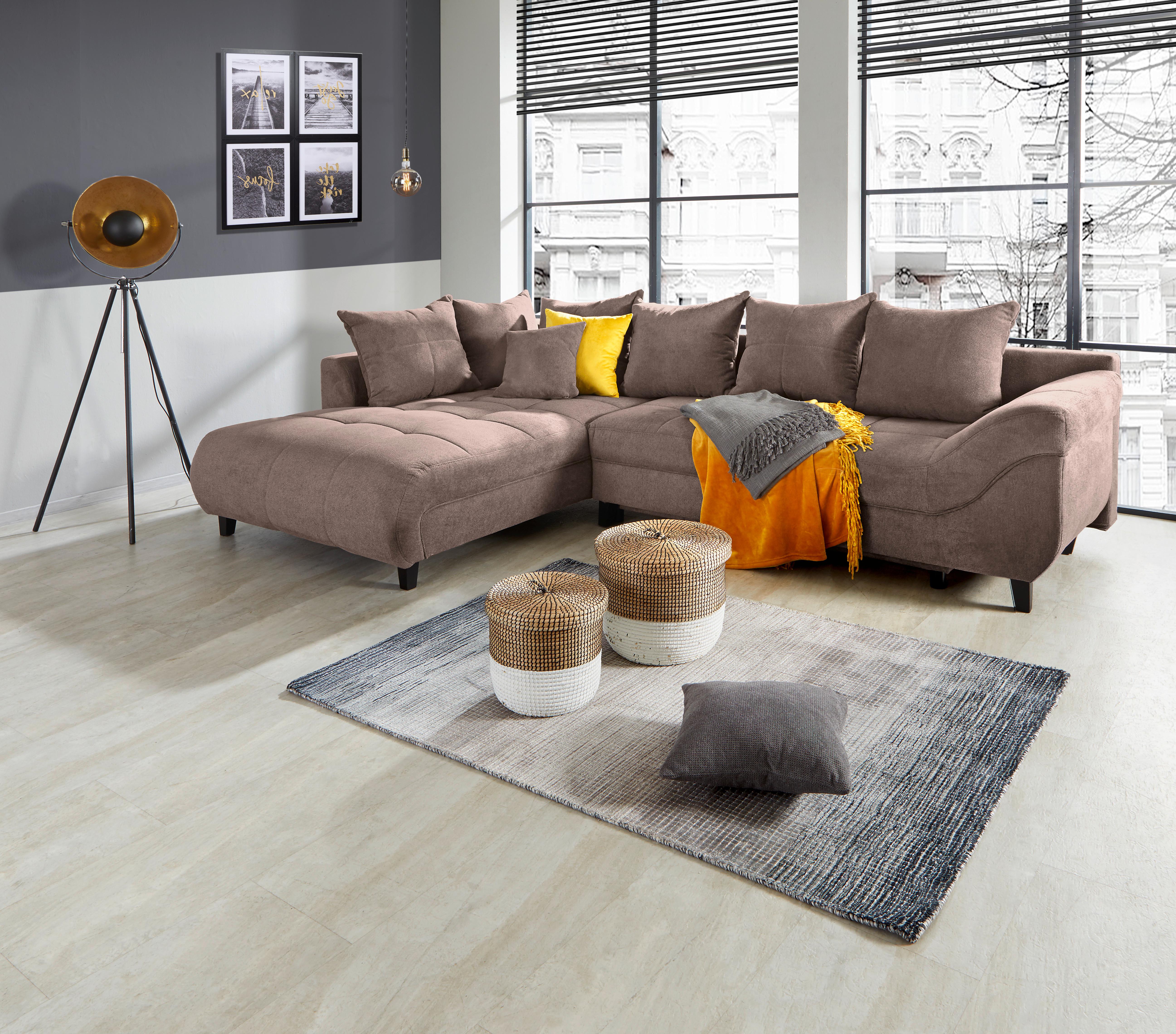 Kutna Garnitura Mendoza - smeđa/crna, Design, tekstil/drvo (197/309cm) - Modern Living