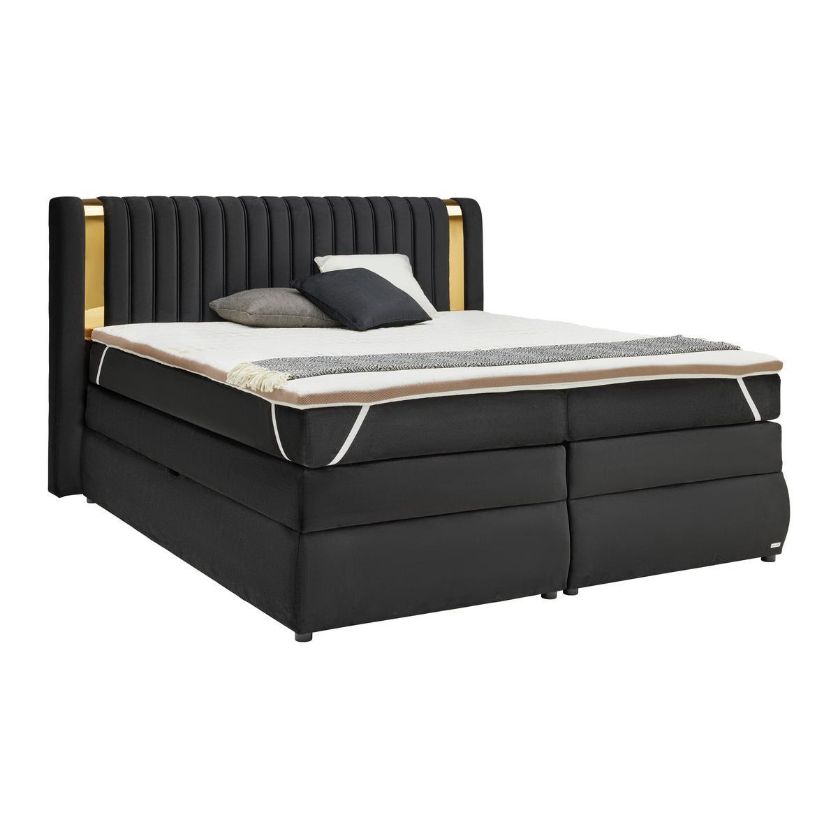 Boxspring Krevet Minola Gold - crna, Konvencionalno, tekstil/plastika (160/200cm) - Premium Living