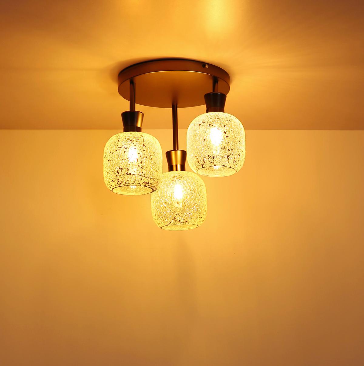 Stropna Svjetiljka Brokana - crni krom/prozirno, Design, staklo/metal (33/30,5cm) - Globo