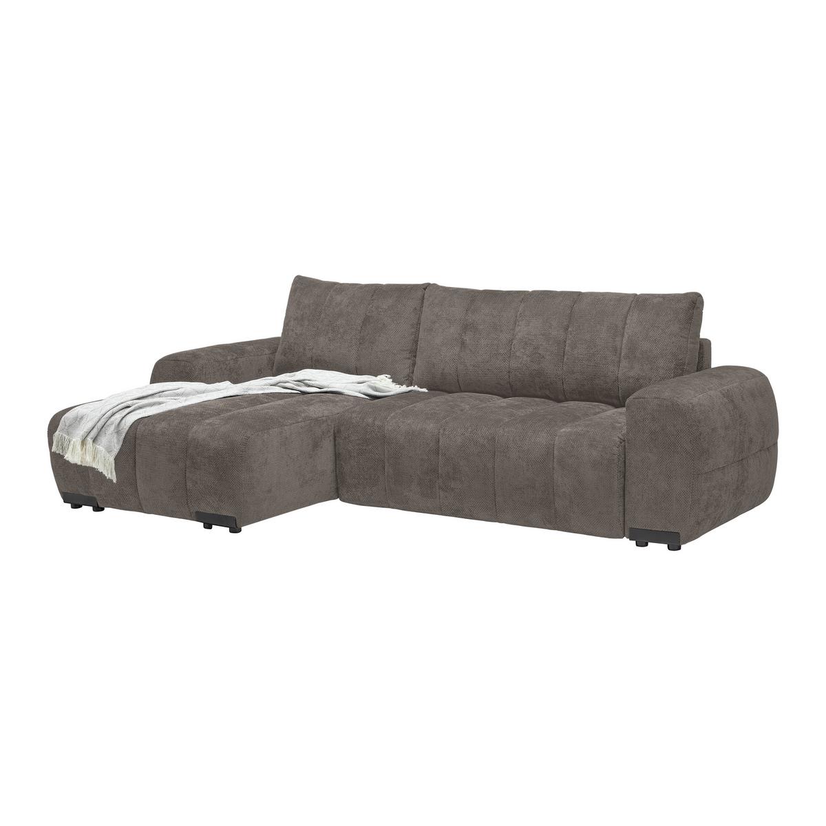 Wohnlandschaft Bolonia Graubraun - Schwarz Hochglanz/Graubraun, MODERN, Textil/Metall (166/93/273cm) - Mömax