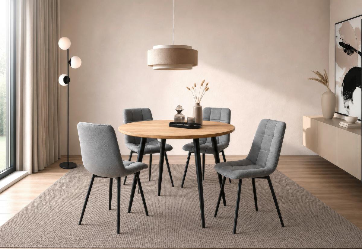 STÓŁ DO JADALNI MALLORCA - kolor akacjowy/czarny, Lifestyle, metal/drewno (80/80/76cm) - Stylife