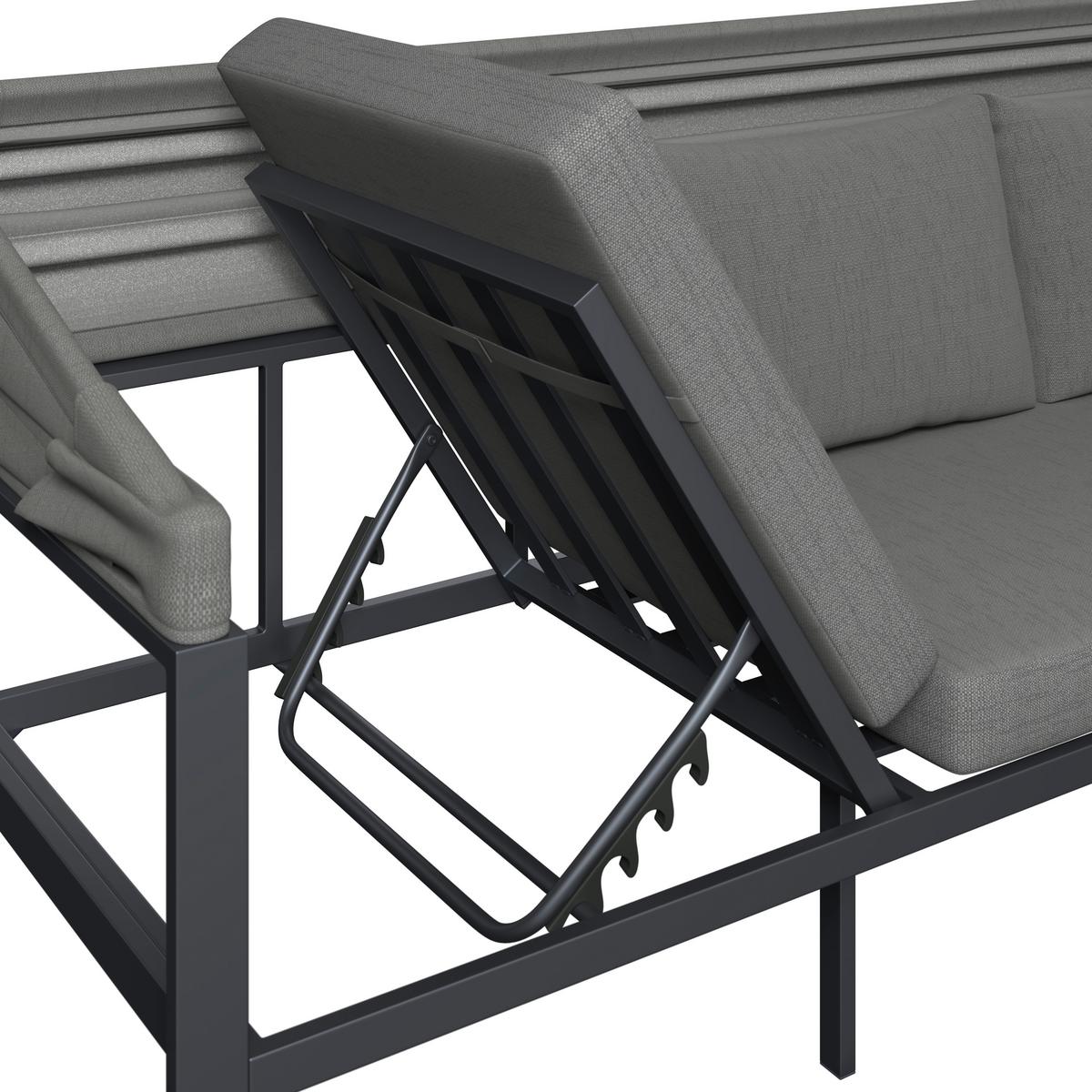 Loungegarnitur Bigi Grau/Beige - Beige/Anthrazit, Basics, Glas/Textil (120/68/65cm)