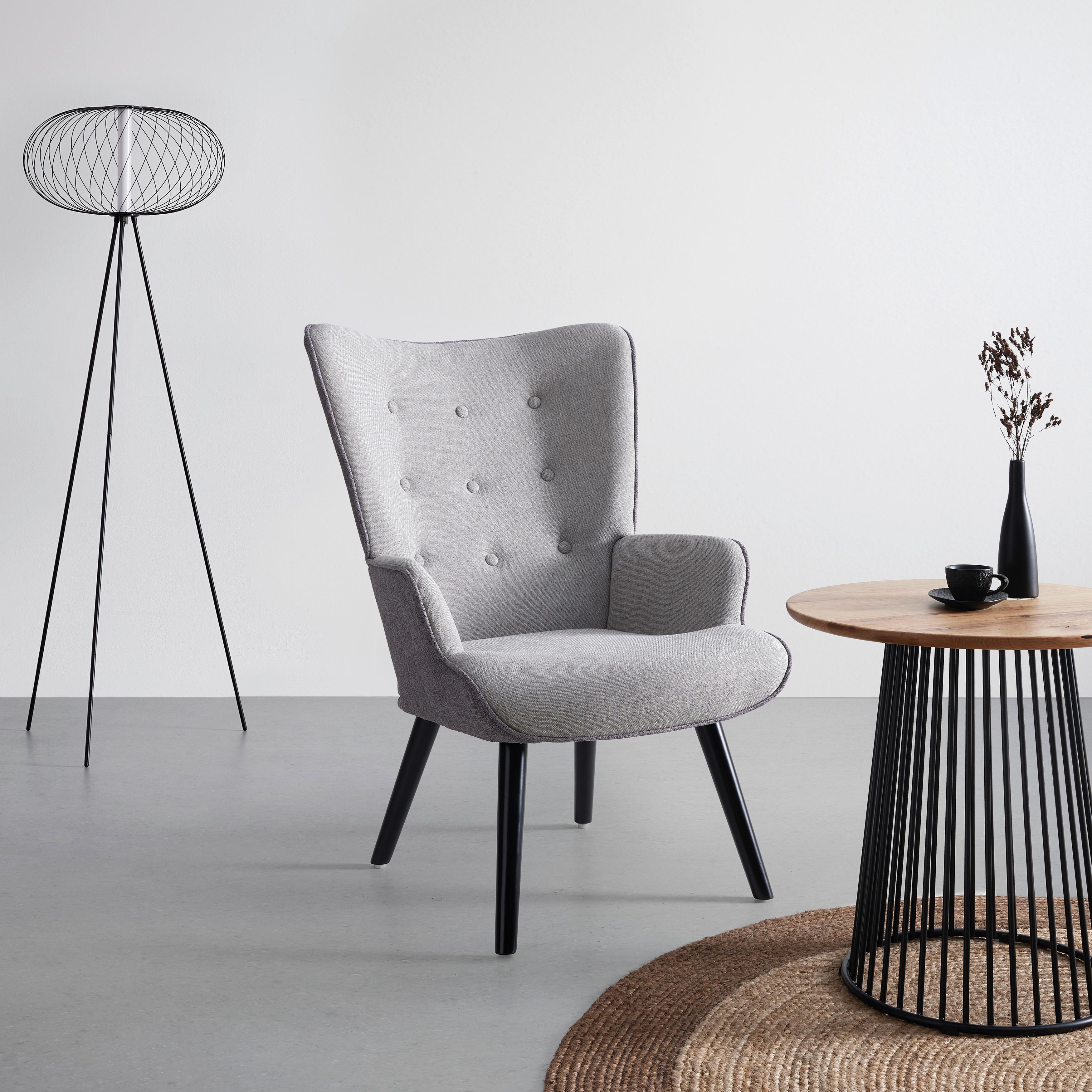 Relaxsessel Chester Hellgrau - Dunkelgrau/Hellgrau, MODERN, Holz/Textil (66/94/74cm) - Mömax
