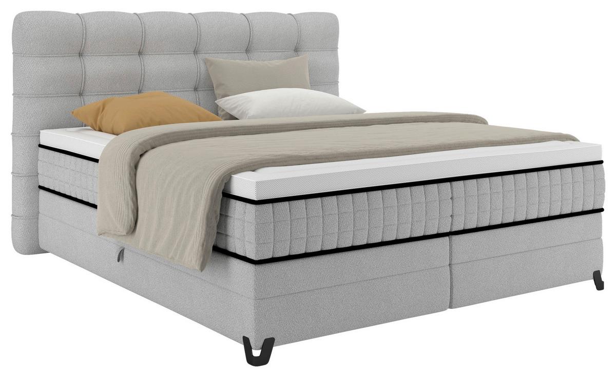 Boxspringbett Carmen C Hellgrau ca. 180x200cm - Hellgrau, Konventionell, Holz/Holzwerkstoff (180/200cm) - Premium Living