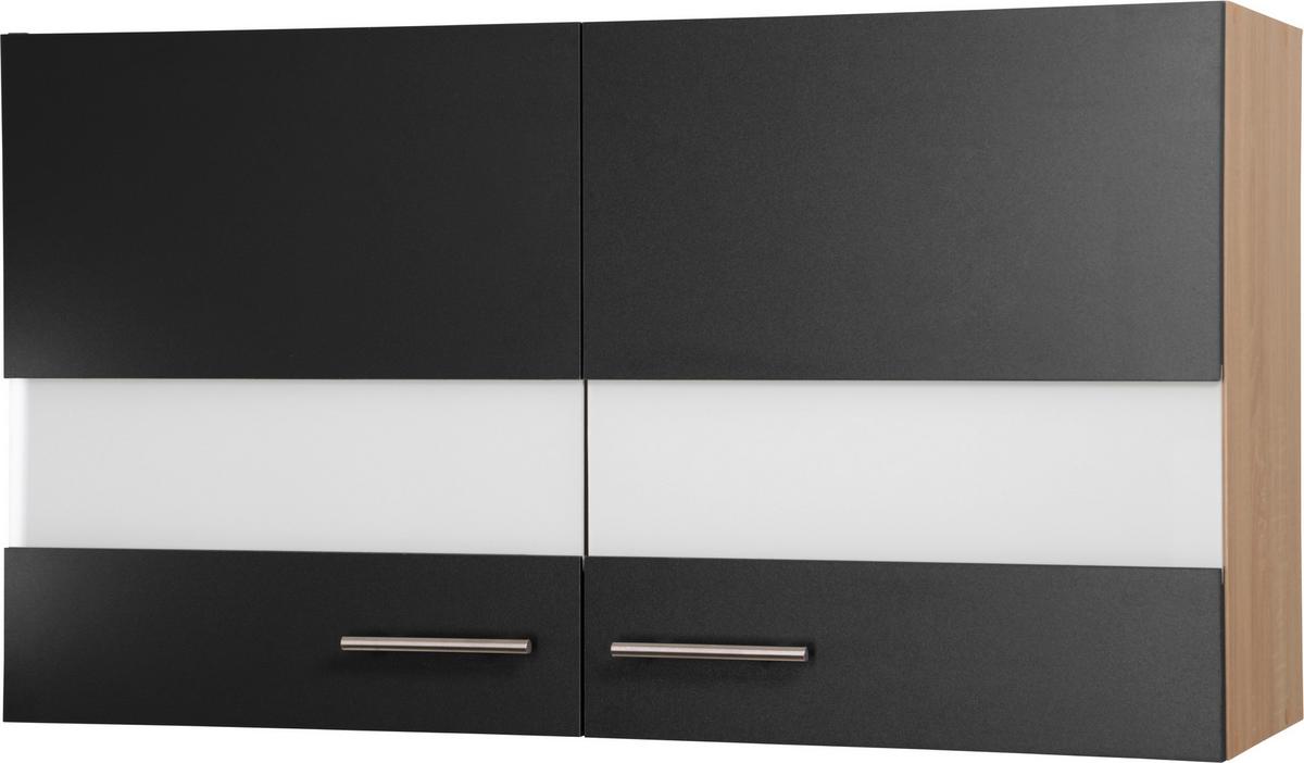 Kuhinjska Zgornja Omarica Merle, Barva Hrasta, Črna - srebrne barve/črna, Basics, kovina/steklo (100/56,1/34,6cm) - Respekta