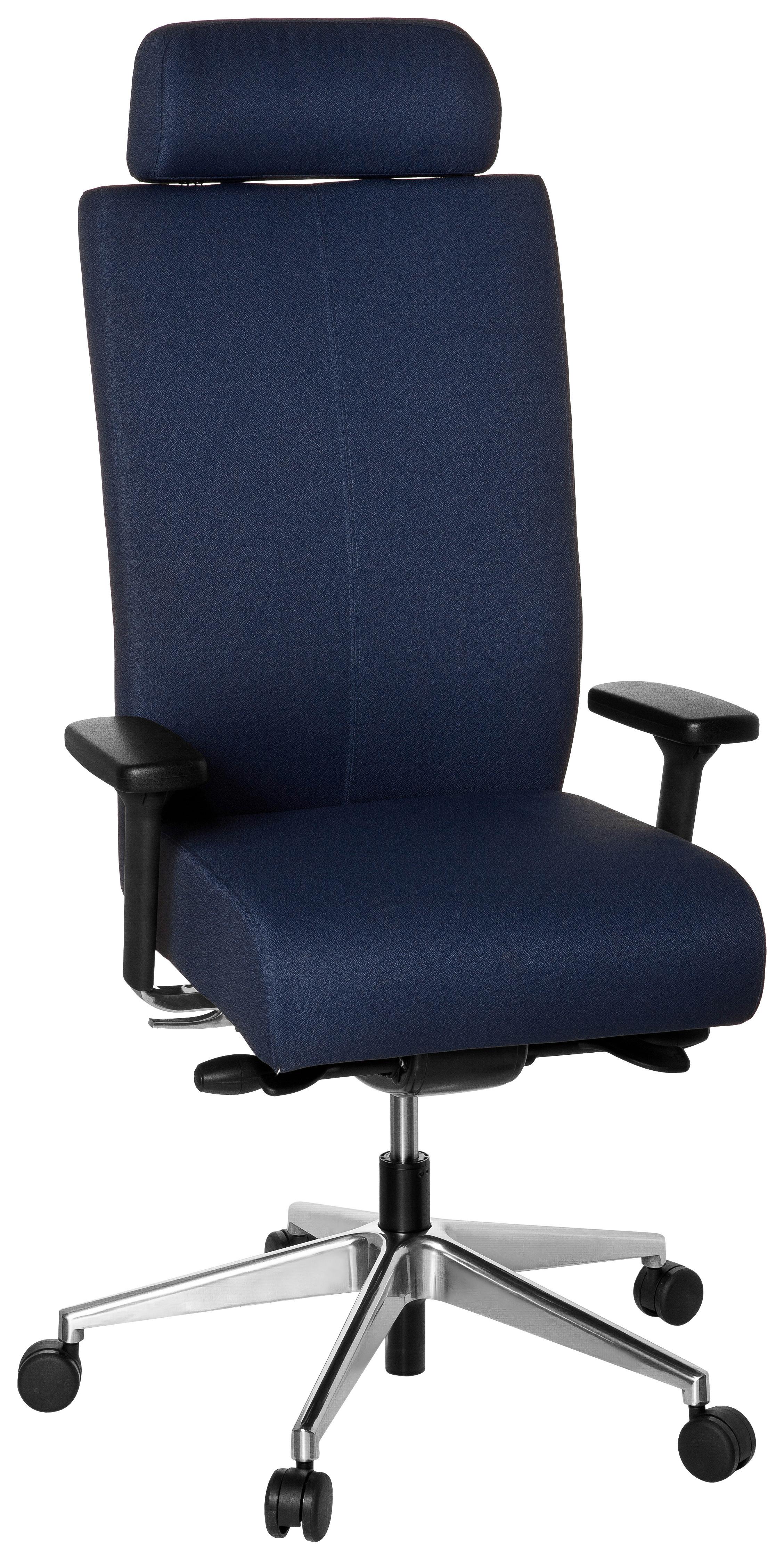 Drehstuhl Pro-Tec XXL Schwarz/Dunkelblau - Schwarz/Alufarben, MODERN, Kunststoff/Textil (59/138/49cm) - MID.YOU