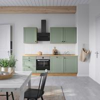 Küchenblock Cascada High m. Geräten Schilfgrün - Schilfgrün/Eichefarben, MODERN, Holzwerkstoff/Metall (240cm) - Nobilia