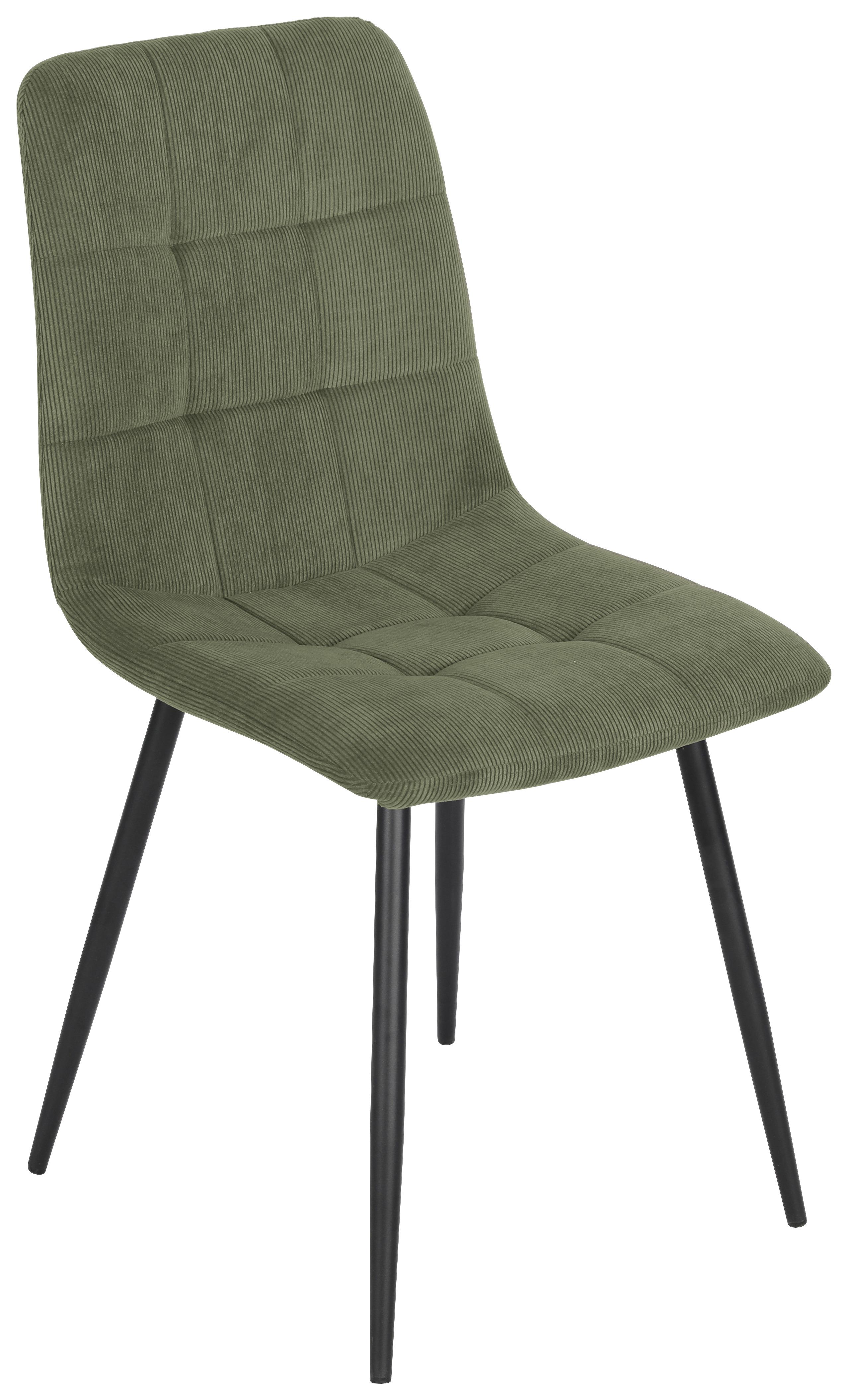Stuhl aus Kord in Grün - Schwarz/Grün, Modern, Holz/Textil (45/87/57cm) - Modern Living