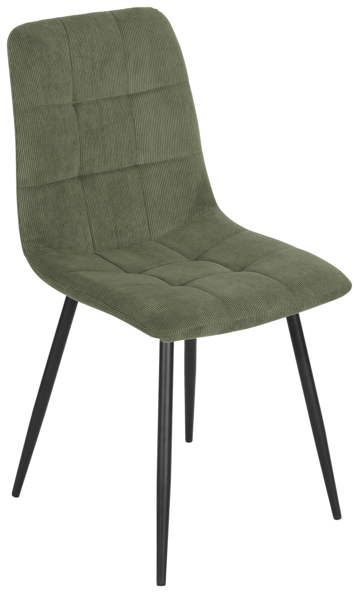 Stuhl Nino aus Kord in Grün - Schwarz/Grün, Modern, Holz/Textil (45/87/57cm) - Mömax
