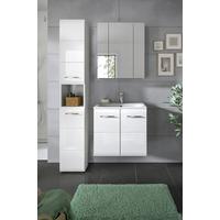 Badezimmer Ice 3-tlg. ca. 90 cm Weiß - Weiß Hochglanz/Silberfarben, MODERN, Keramik/Holzwerkstoff - MID.YOU