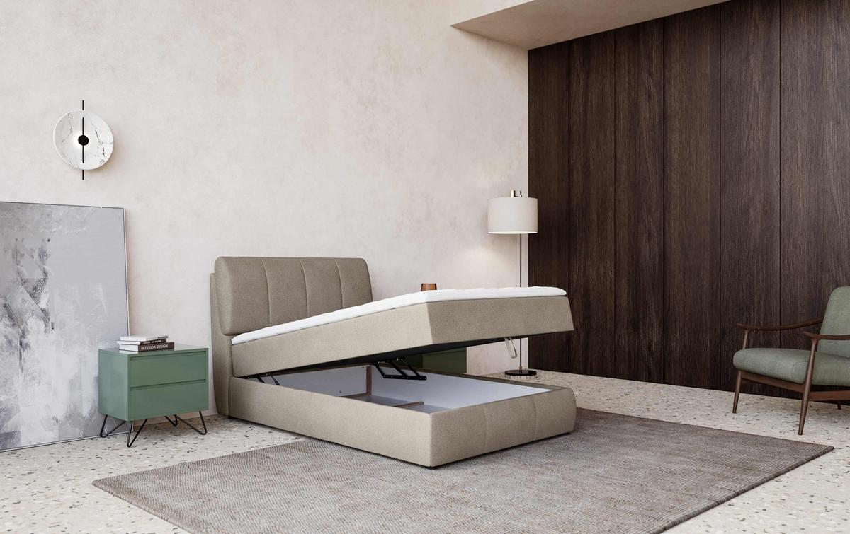 Box Ágy Cooper - taupe, Konventionell, faalapú anyag/textil (140/200cm)