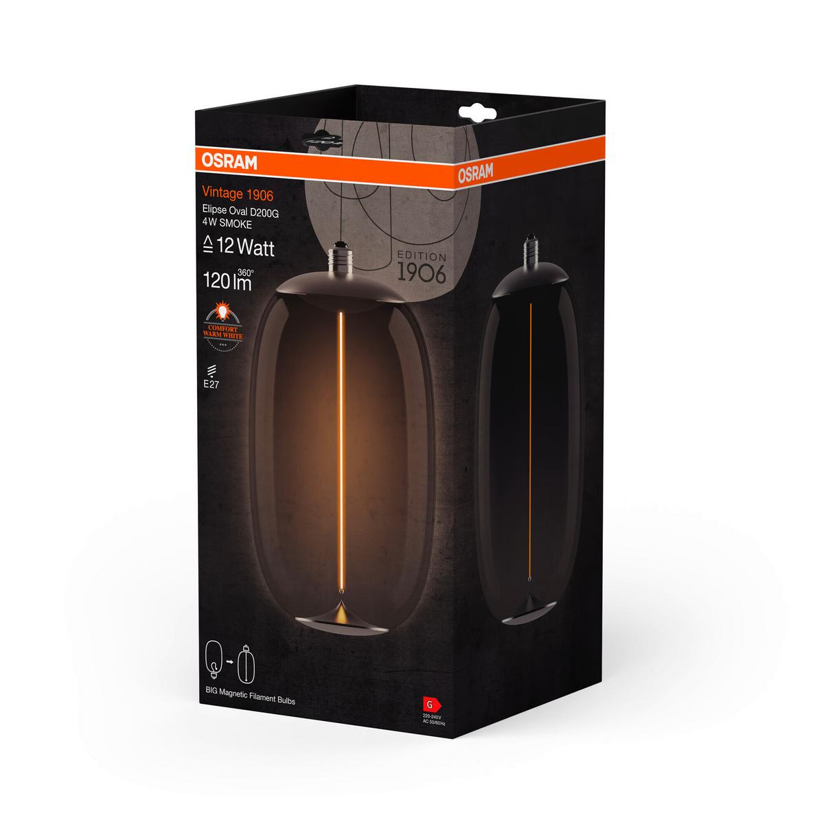 ŻARÓWKA LED VINTAGE 1906 BIG ELIPSE OVAL12 - kolor jesionowy, Konventionell, tworzywo sztuczne (20/37cm) - Ledvance