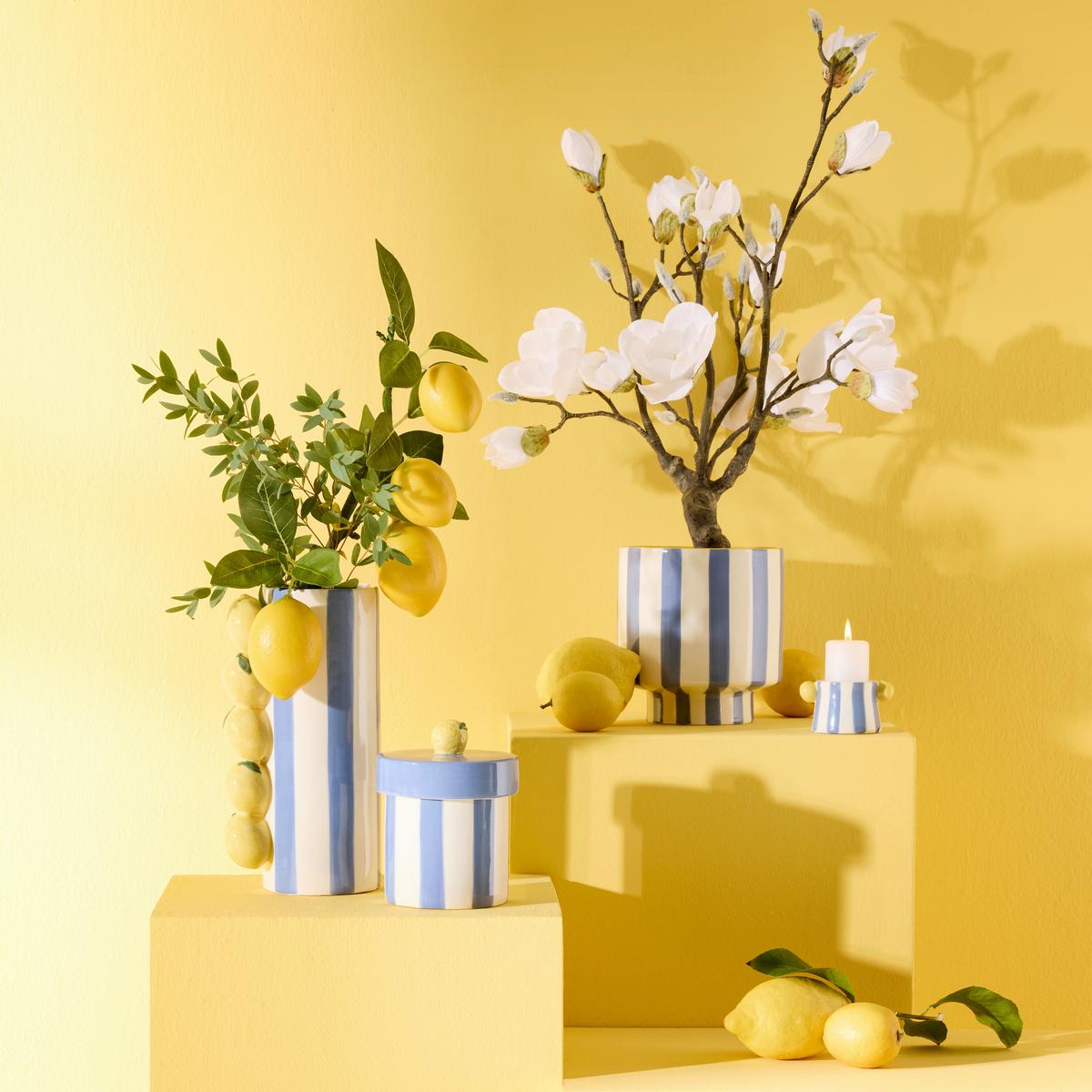 Dekodose Lilo Weiß/Hellblau/Gelb - Hellgelb/Weiß, Keramik (11,5/14,5cm) - Mömax