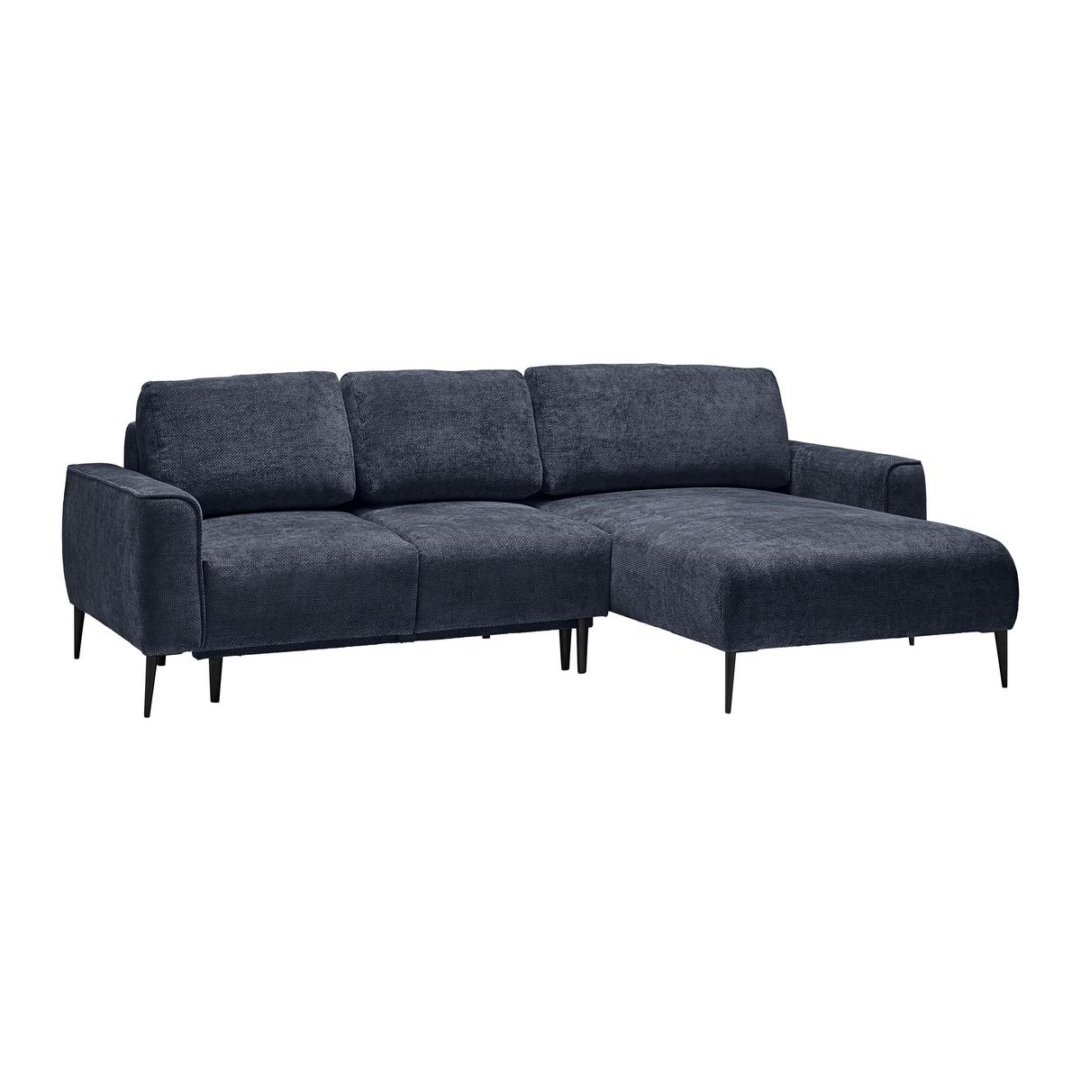 Ecksofa Custom Royalblau - Schwarz/Dunkelblau, MODERN, Textil/Metall (255/164cm) - Mömax