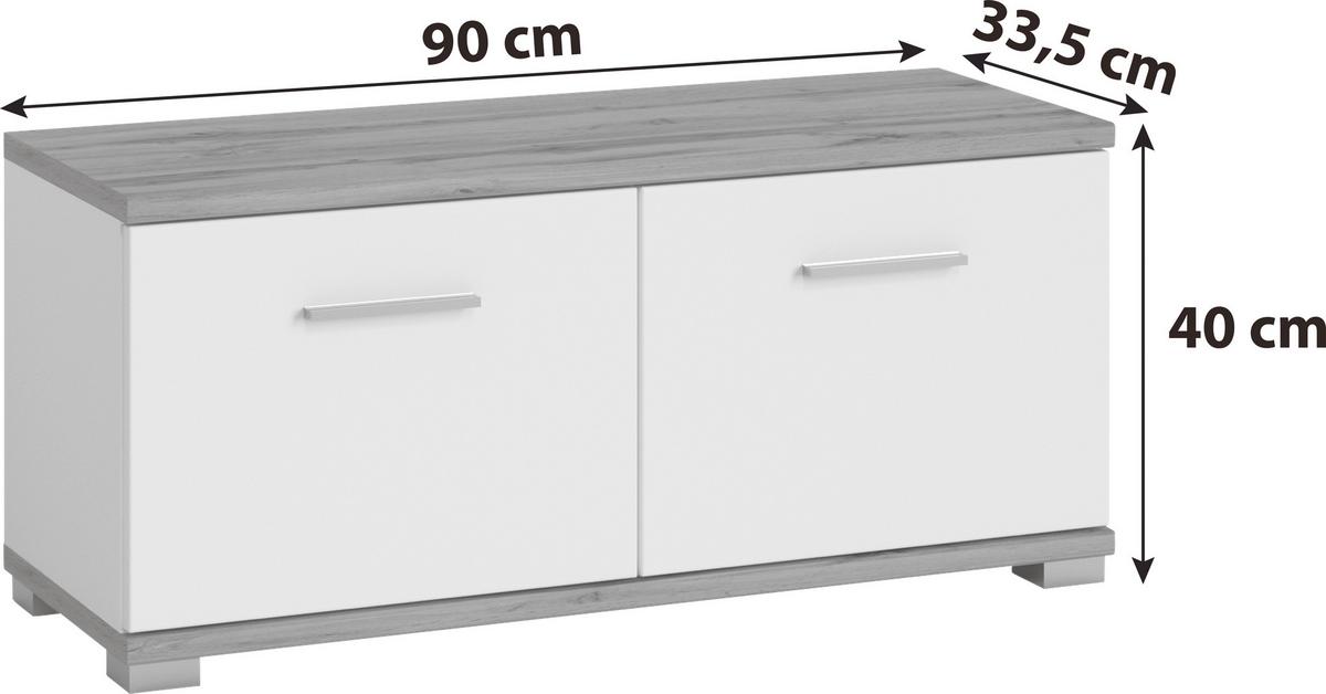 Garderobna Omara Hola, Bela, Barva Hrasta - hrast wotan/bela, Trend, umetna masa/leseni material (90/40/33,5cm)