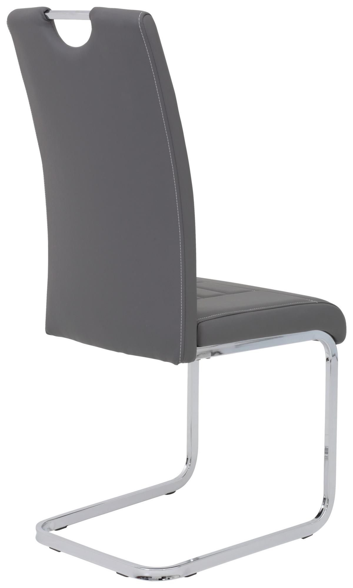 Schwingstuhl Ruby Grau gepolstert 2er-Set - Chromfarben/Weiß, MODERN, Textil/Metall (44/104/57,5cm) - MID.YOU