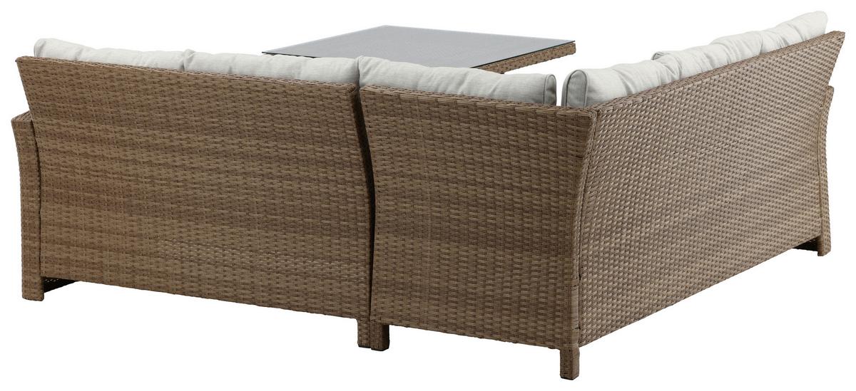 Loungegarnitur Watford Brau/Hellgrau - Braun, KONVENTIONELL, Holz - Gardenson