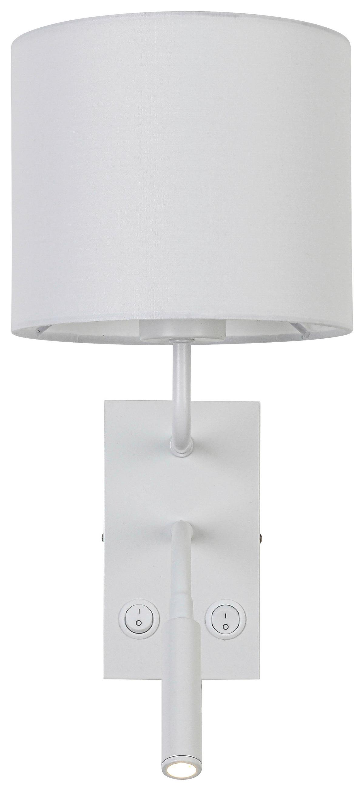 Wandleuchte Douple Weiss max. 28 Watt - Weiss, Konventionell, Kunststoff/Textil (31/18/33cm) - Mömax