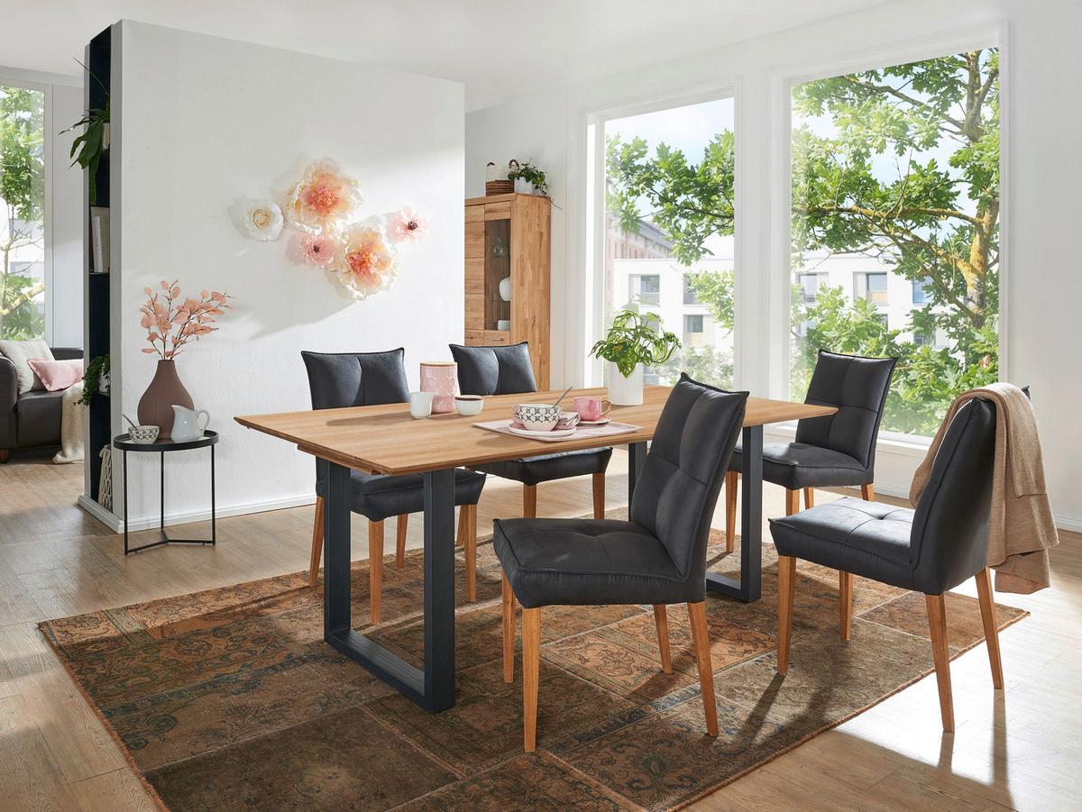STÓŁ DO JADALNI TI-0594 - czarny/buk twardzielowy, Konventionell, metal/drewno (140/90/75cm) - Livetastic