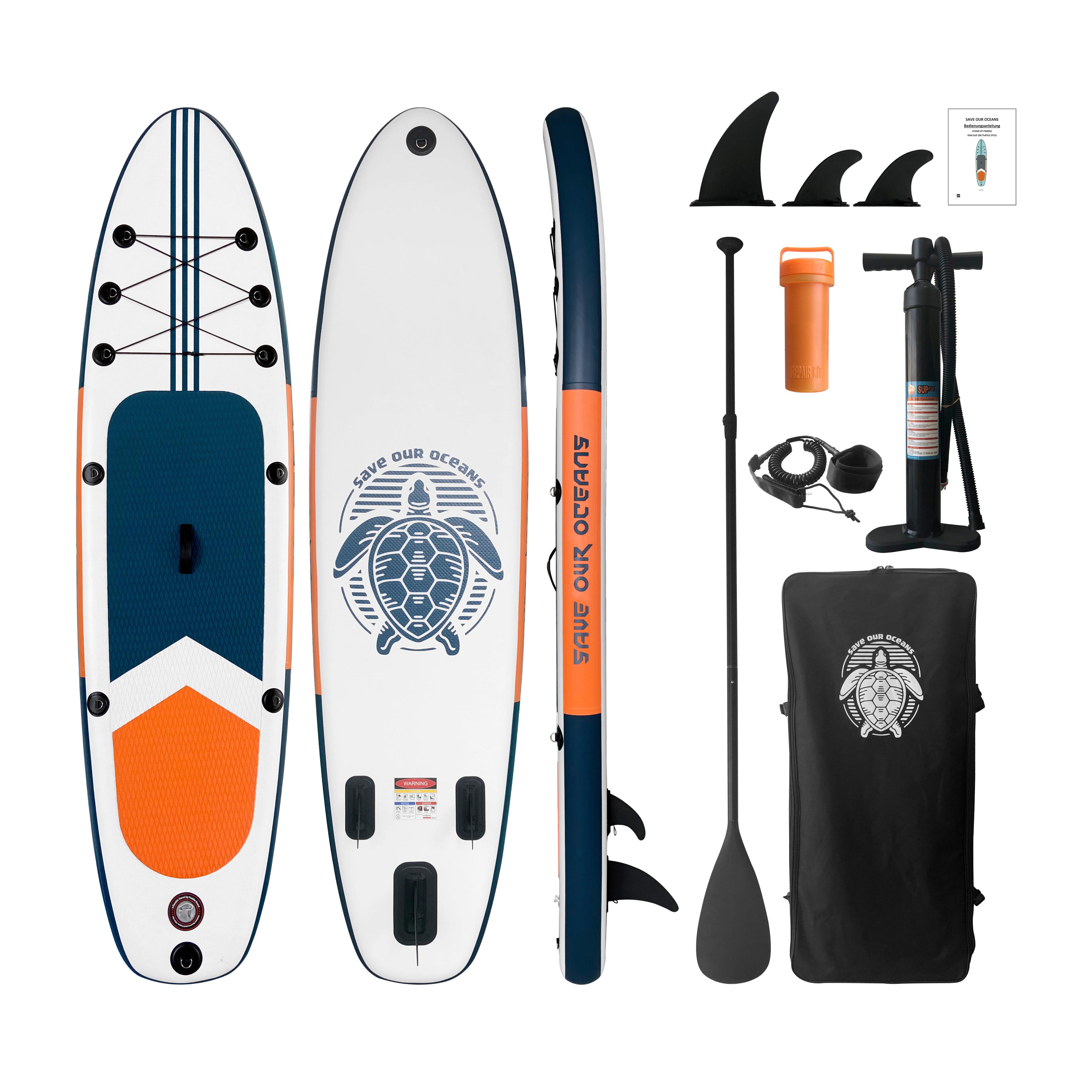 Stand-Up Paddle Board Turtle 3 aus Kunststoff - Blau/Weiss, Konventionell, Kunststoff (290/75/15cm)