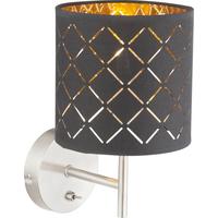 Stenska Svetilka 15229w Clarke - zlate barve/črna, Trendi, kovina/tekstil (15/26cm)