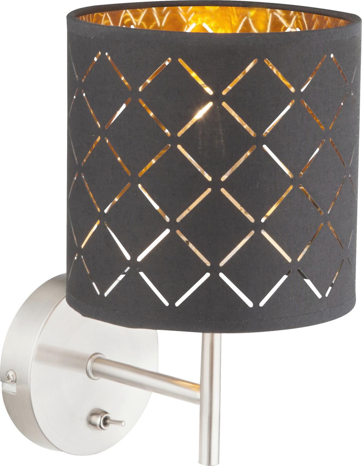 Stenska Svetilka 15229w Clarke - zlate barve/črna, Trendi, kovina/tekstil (15/26cm)