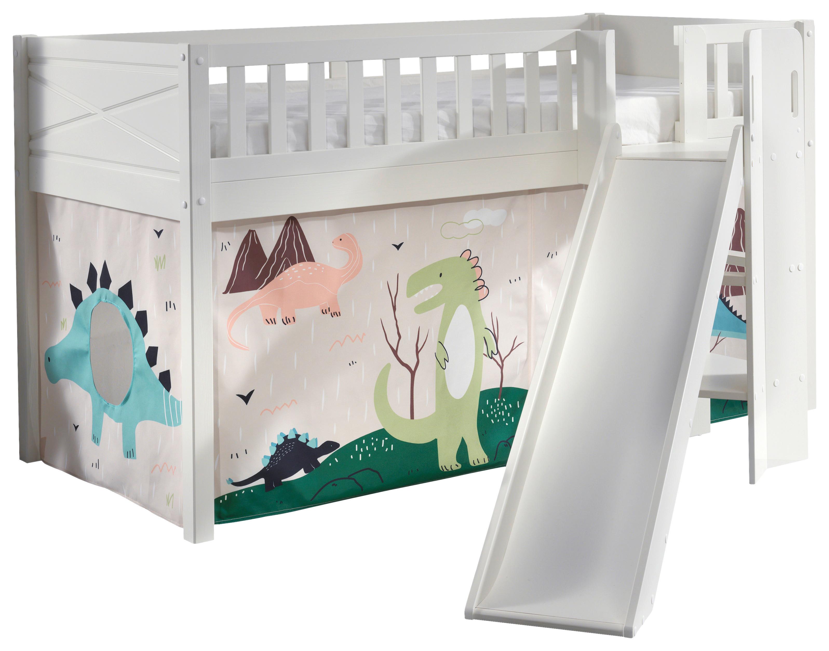 Spielbett Scott Dino ca. 90x200 cm Kiefer Weiß - Naturfarben/Weiß, ROMANTIK / LANDHAUS, Holz (90/200cm) - MID.YOU