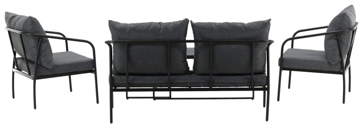 LOUNGEGARNITUR SOPOT - Dunkelgrau/Schwarz, KONVENTIONELL, Textil/Metall - Gardenson