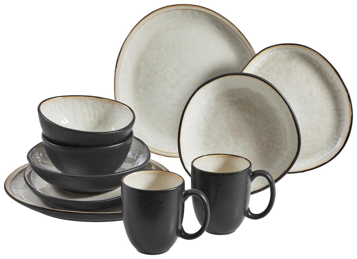 SERWIS OBIADOWO-ŚNIADANIOWY SØREN IVORY - kremowy, Trend, ceramika - Novel