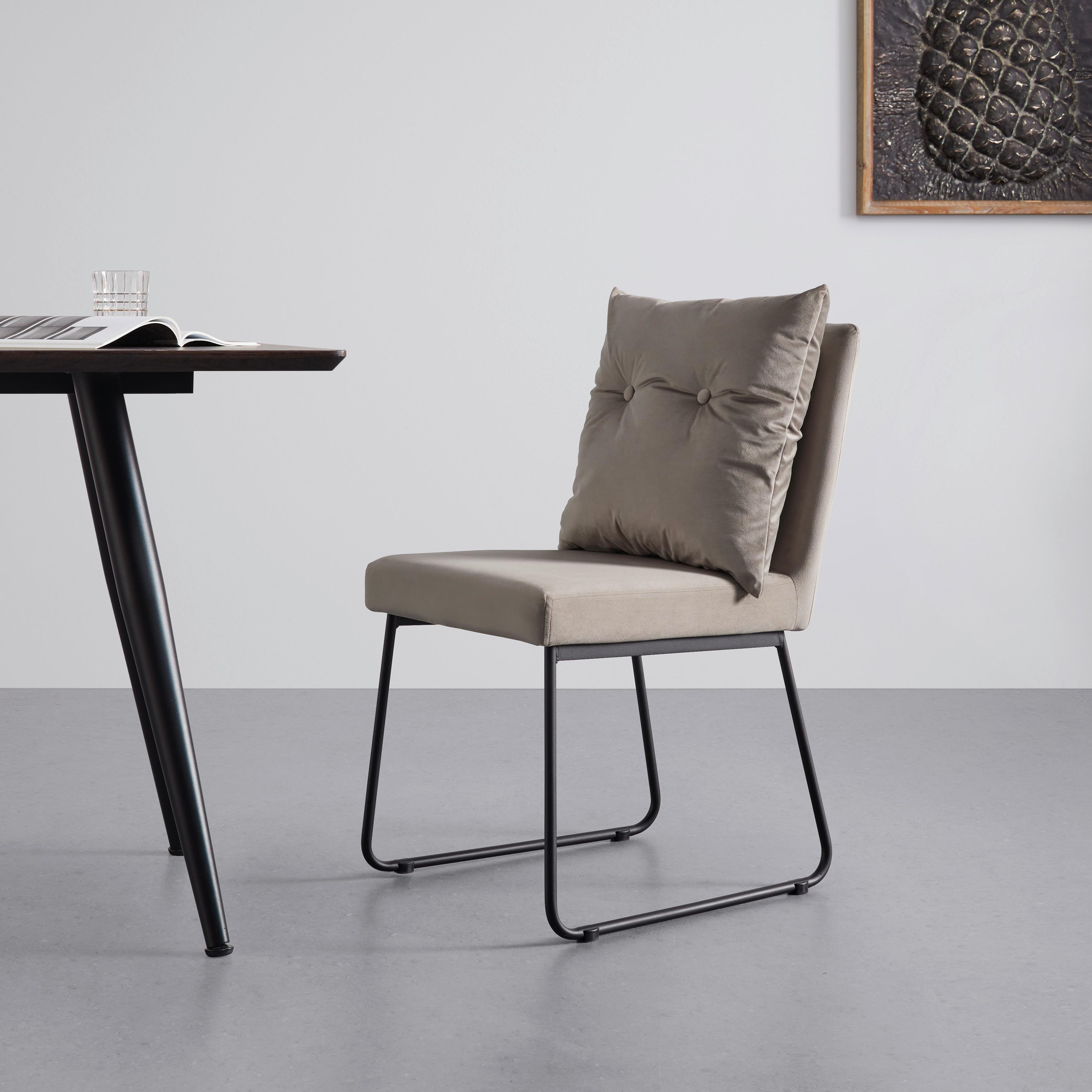KRZESŁO BONO - czarny/taupe, Modern, metal/drewno (44/90/58cm) - Bessagi Home
