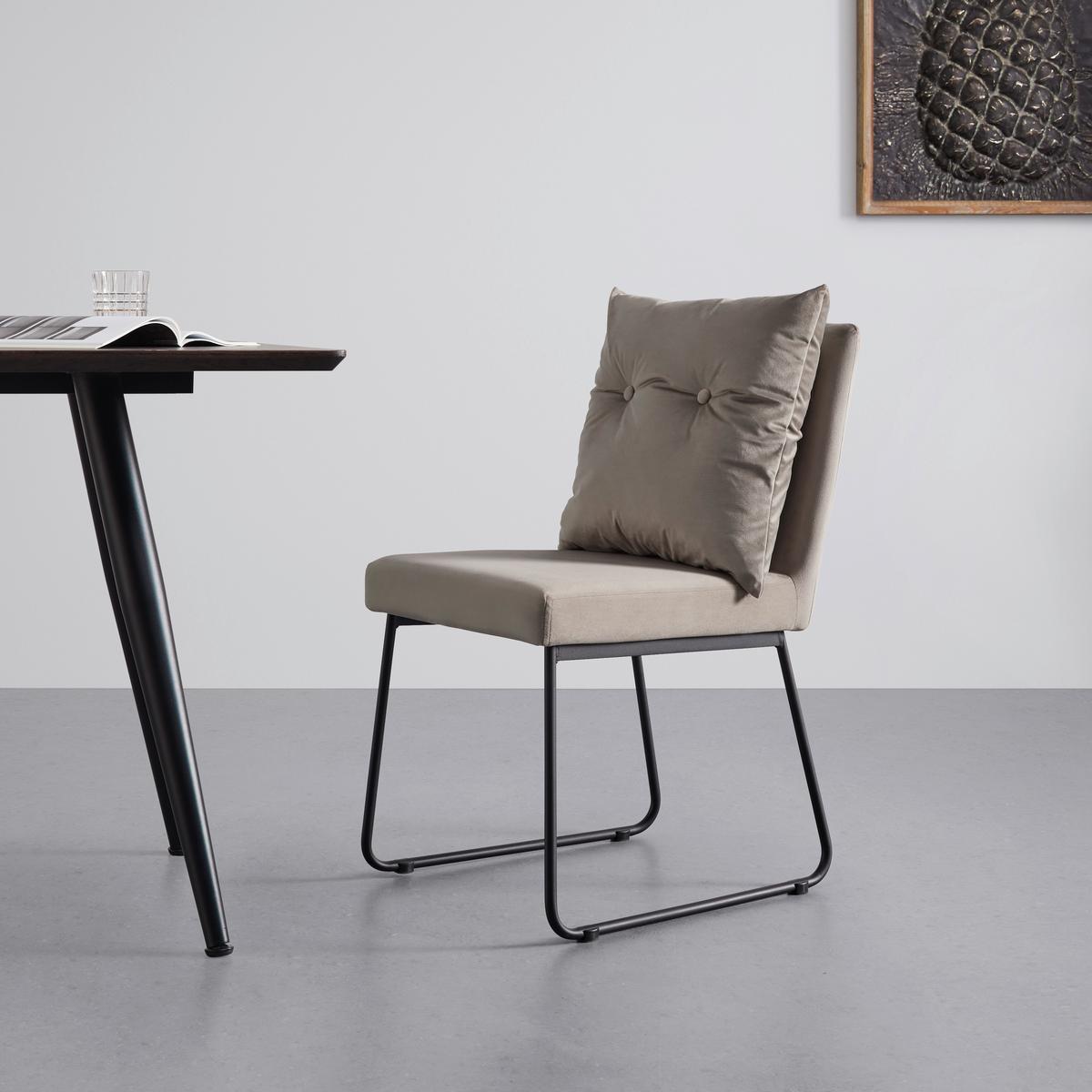 KRZESŁO BONO - czarny/taupe, Modern, metal/drewno (44/90/58cm) - Bessagi Home
