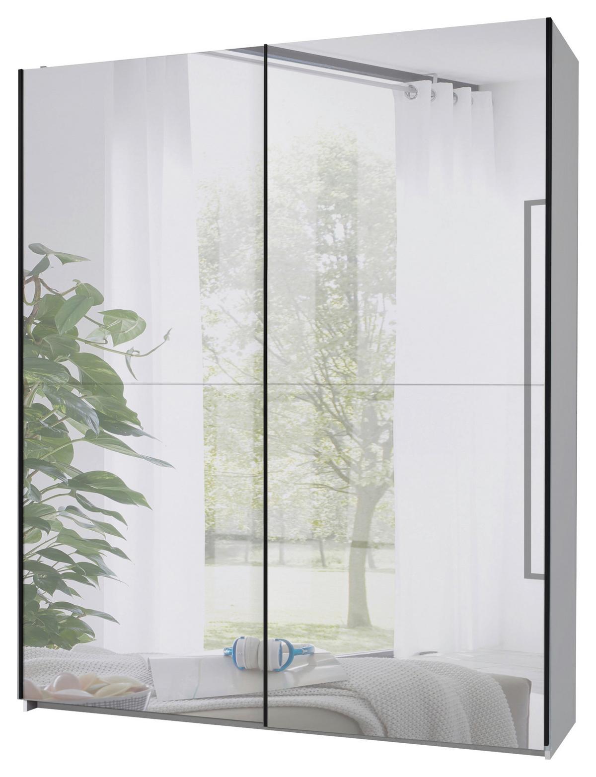 Schwebetürenschrank Noemi Weiß - Schwarz/Weiß, KONVENTIONELL, Glas/Holzwerkstoff (215/210/60cm) - Mömax