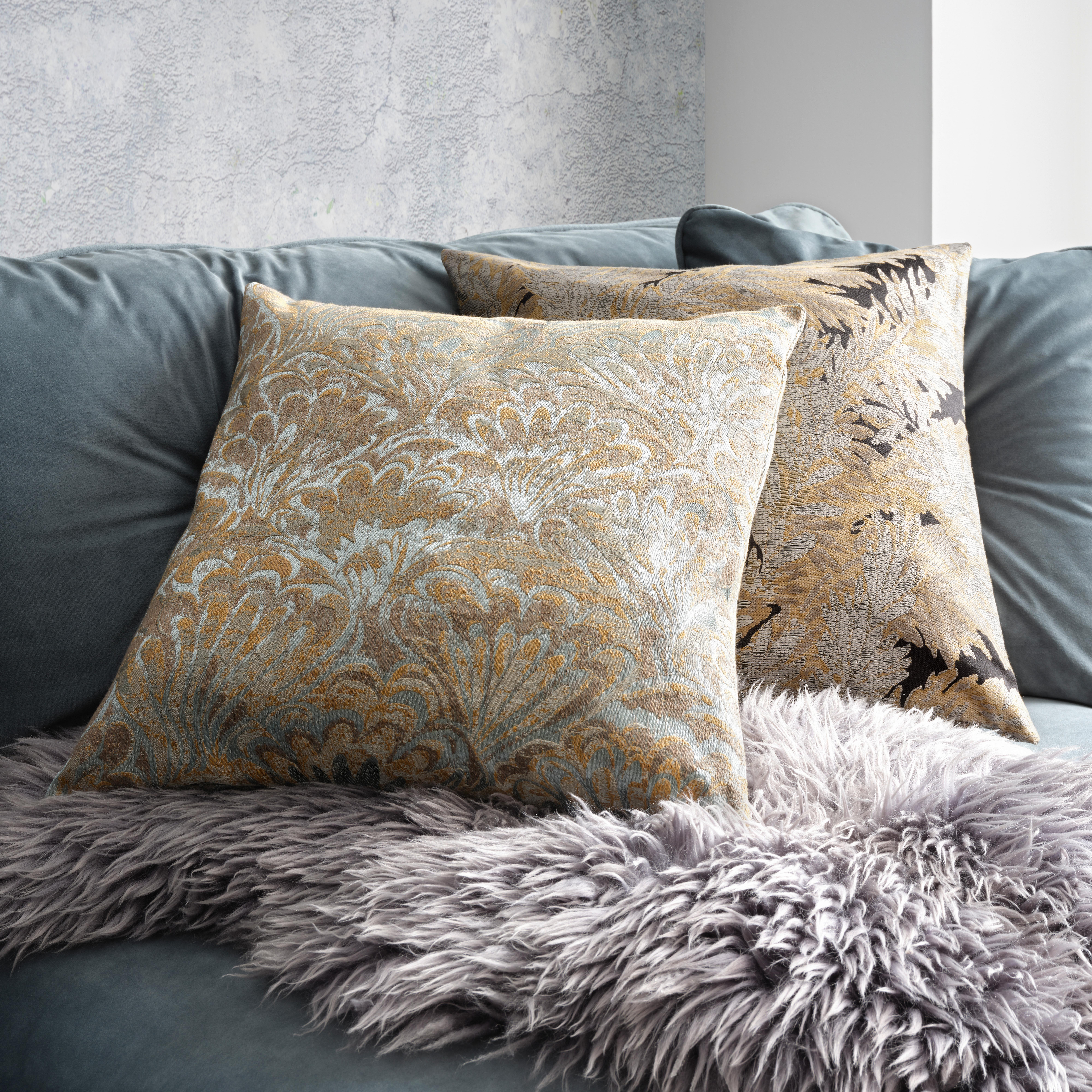 Párnahuzat Ornament - aranyszínű/antracit, Basics, textil (50/50cm) - Premium Living