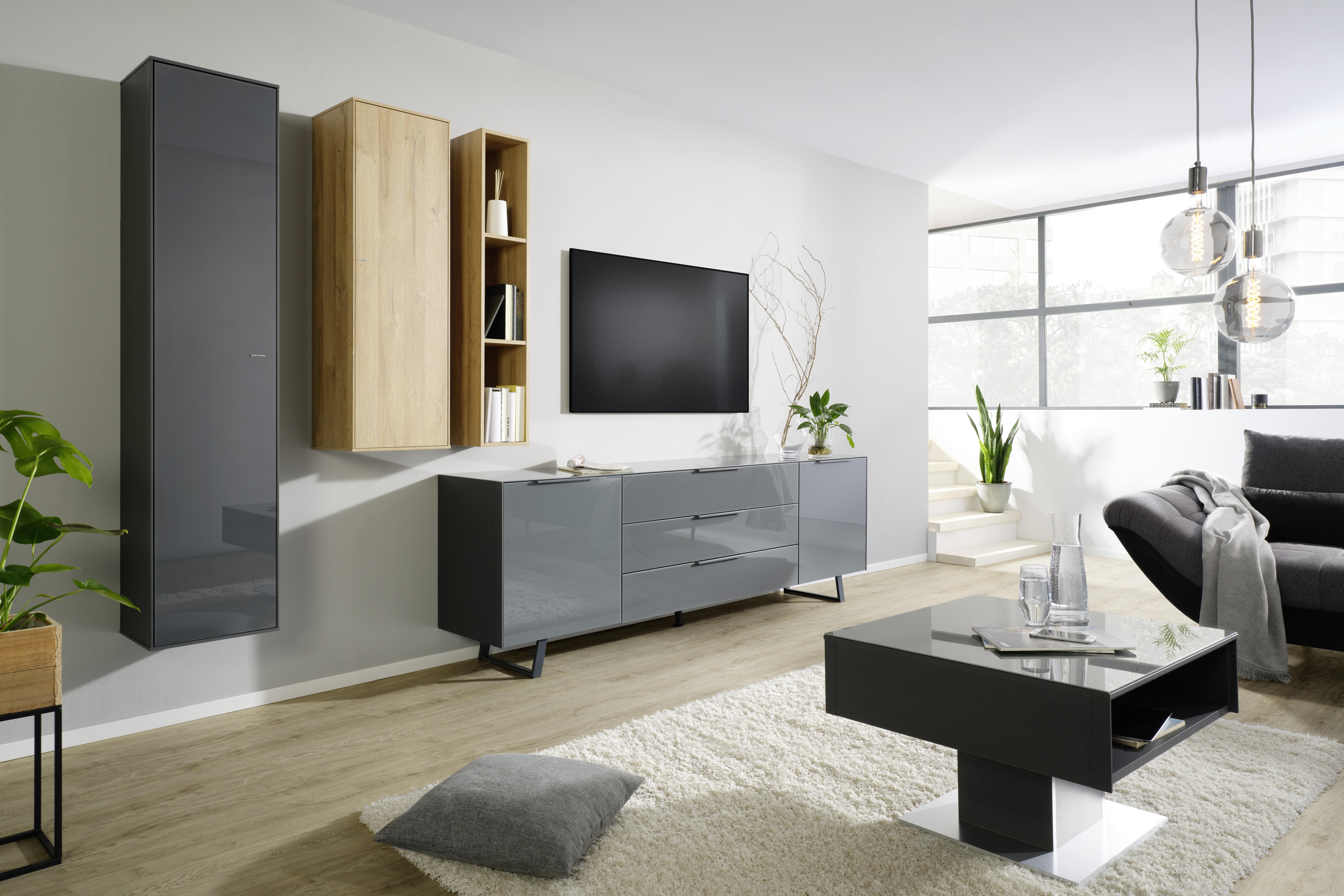 Hängeelement in Anthrazit - Anthrazit, Modern, Glas/Holzwerkstoff (38/175/32cm) - Premium Living