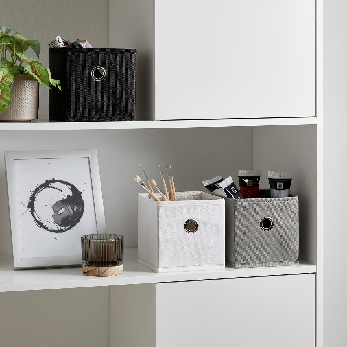 Faltbox Phoebe Schwarz - Schwarz, KONVENTIONELL, Karton/Textil (15/15/15cm) - Based