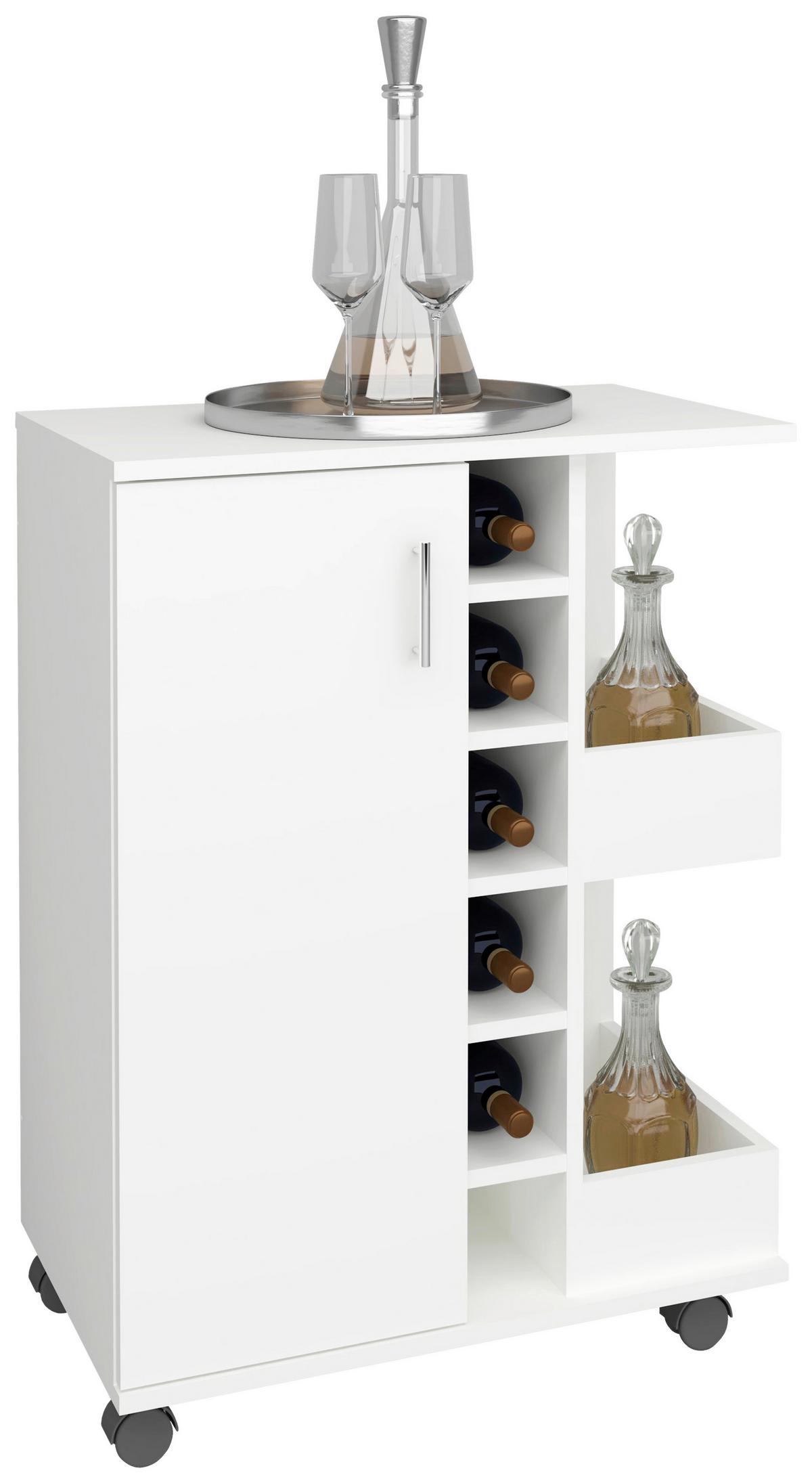 SERVIERWAGEN ESILO KW M - Weiss/Silberfarben, Design, Holzwerkstoff/Kunststoff (63/85/40cm) - MID.YOU