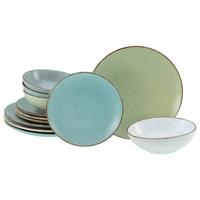 Jedilni Servis Fashion Bunt, 12-Delni - pastelno modra/krem barve, Basics, keramika - Creatable